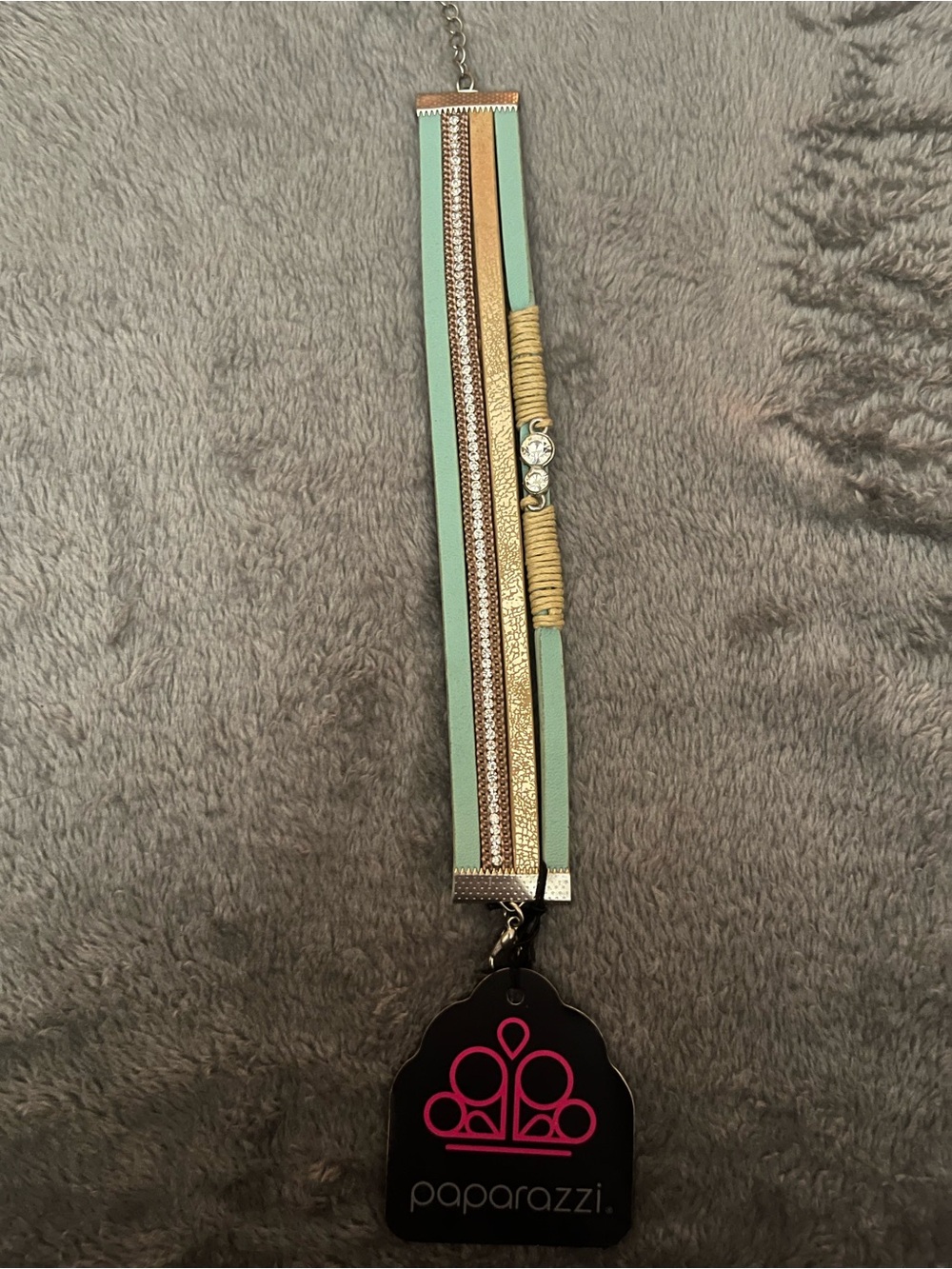 Paparazzi Mint and Gold Layered Strap Bracelet